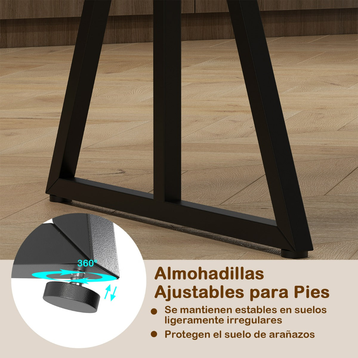 Conjunto de Sala de Jantar 5 Peças Mesa Rectangular Industrial 139cm com 2 Bancos e 2 Banquetas — foto 8