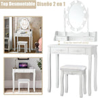 Conjunto de Tocador com Espelho Iluminado LED e Tabuleiro Acolchoado com 4 Gavetas – Branco — foto 10