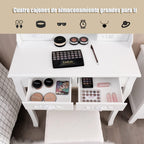 Conjunto de Tocador com Espelho Iluminado LED e Tabuleiro Acolchoado com 4 Gavetas – Branco — foto 8