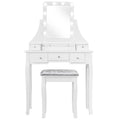 Conjunto de Tocador com Espelho Retangular e Banco para Maquilhagem com 10 Lâmpadas LED 80 x 40 x 135,5 cm – Branco — foto 2