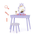Conjunto de Tocador Infantil com Espelho Iluminado e Tabuleiro Acolchoado para Crianças – Roxo — foto 2