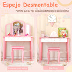 Conjunto de Tocador Infantil com Espelho Tríptico e Banco Rosa — foto 6