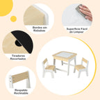 Conjunto Infantil Mesa e Cadeiras com Tabuleiro Dupla Face e Estante Organizadora de 5 Cubos Branco — foto 10