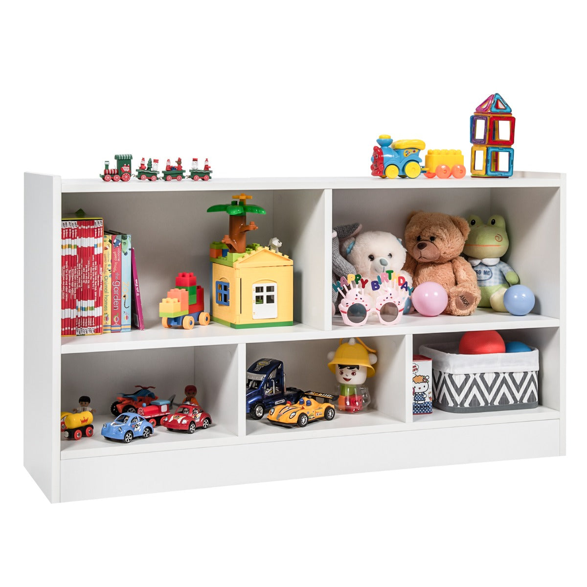 Conjunto Infantil Mesa e Cadeiras com Tabuleiro Dupla Face e Estante Organizadora de 5 Cubos Branco — foto 3