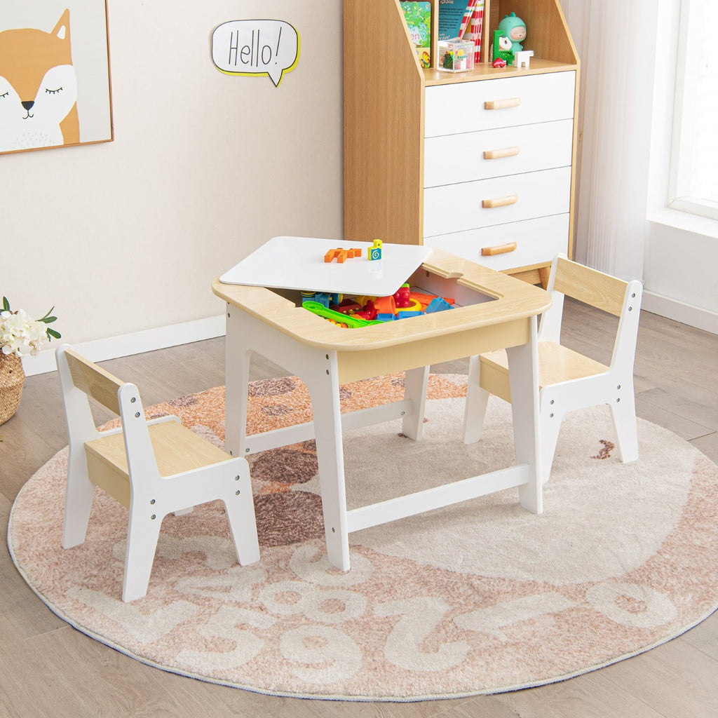 Conjunto Infantil Mesa e Cadeiras com Tabuleiro Dupla Face e Estante Organizadora de 5 Cubos Branco — foto 6
