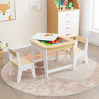 Conjunto Infantil Mesa e Cadeiras com Tabuleiro Dupla Face e Estante Organizadora de 5 Cubos Branco — foto 6