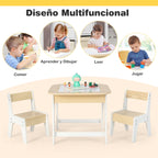 Conjunto Infantil Mesa e Cadeiras com Tabuleiro Dupla Face e Estante Organizadora de 5 Cubos Branco — foto 9