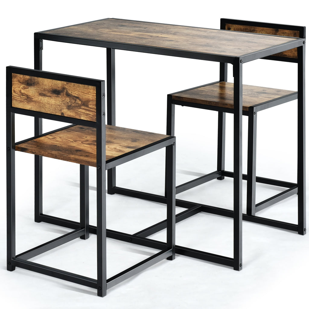 Conjunto Mesa Compacta e 2 Cadeiras Metal Madeira Pequenos Espaços — foto 2
