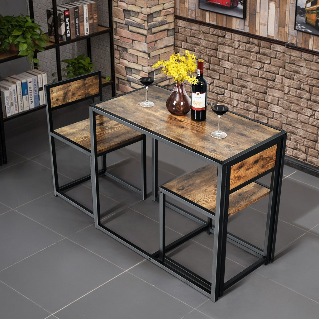 Conjunto Mesa Compacta e 2 Cadeiras Metal Madeira Pequenos Espaços — foto 4