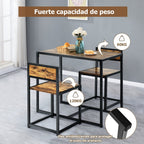 Conjunto Mesa Compacta e 2 Cadeiras Metal Madeira Pequenos Espaços — foto 5