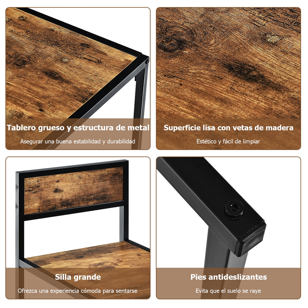 Conjunto Mesa Compacta e 2 Cadeiras Metal Madeira Pequenos Espaços — foto 9