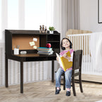 Conjunto Mesa e Cadeira Infantil com Gavetas e Prateleiras - Escritório Criança Castanho — foto 5