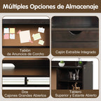 Conjunto Mesa e Cadeira Infantil com Gavetas e Prateleiras - Escritório Criança Castanho — foto 8