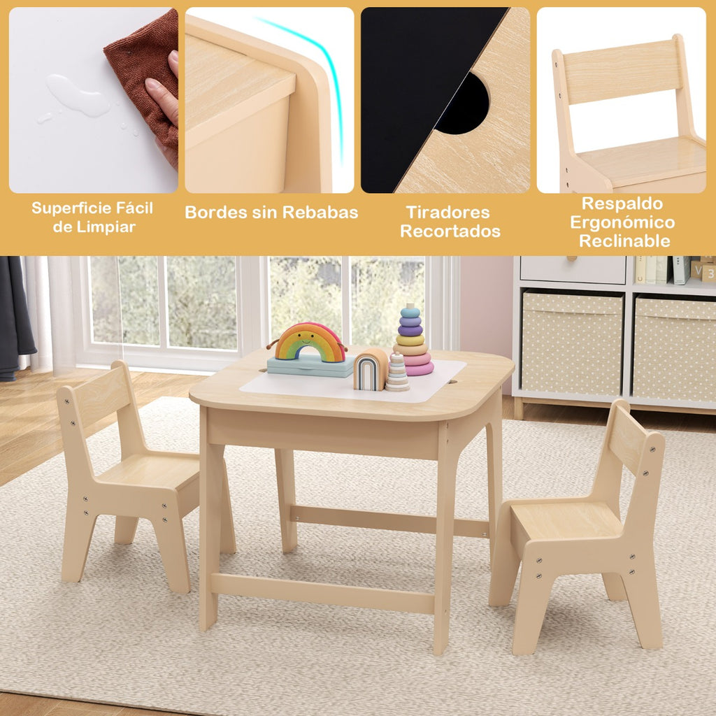 Conjunto Mesa e Cadeiras Infantis com Quadro Duplo Face e Arrumação — foto 10