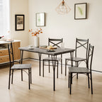 Conjunto Mesa Jantar 5 Peças Retangular Moderna com 4 Cadeiras Metal Cinza para Cozinha — foto 1