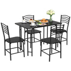 Conjunto Mesa Retangular e 4 Cadeiras Sala Jantar Estrutura Metal Antioxidante Assentos Amplos Preto — foto 2
