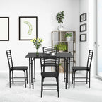 Conjunto Mesa Retangular e 4 Cadeiras Sala Jantar Estrutura Metal Antioxidante Assentos Amplos Preto — foto 4