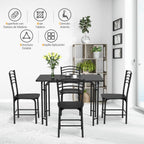 Conjunto Mesa Retangular e 4 Cadeiras Sala Jantar Estrutura Metal Antioxidante Assentos Amplos Preto — foto 7