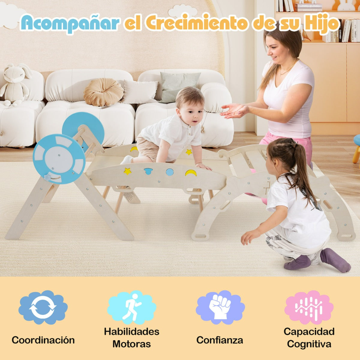 Conjunto Triangular 8 em 1 Brinquedos de Escalada para Bebés com Rampa Escada e Arco Montessori em Madeira — foto 5