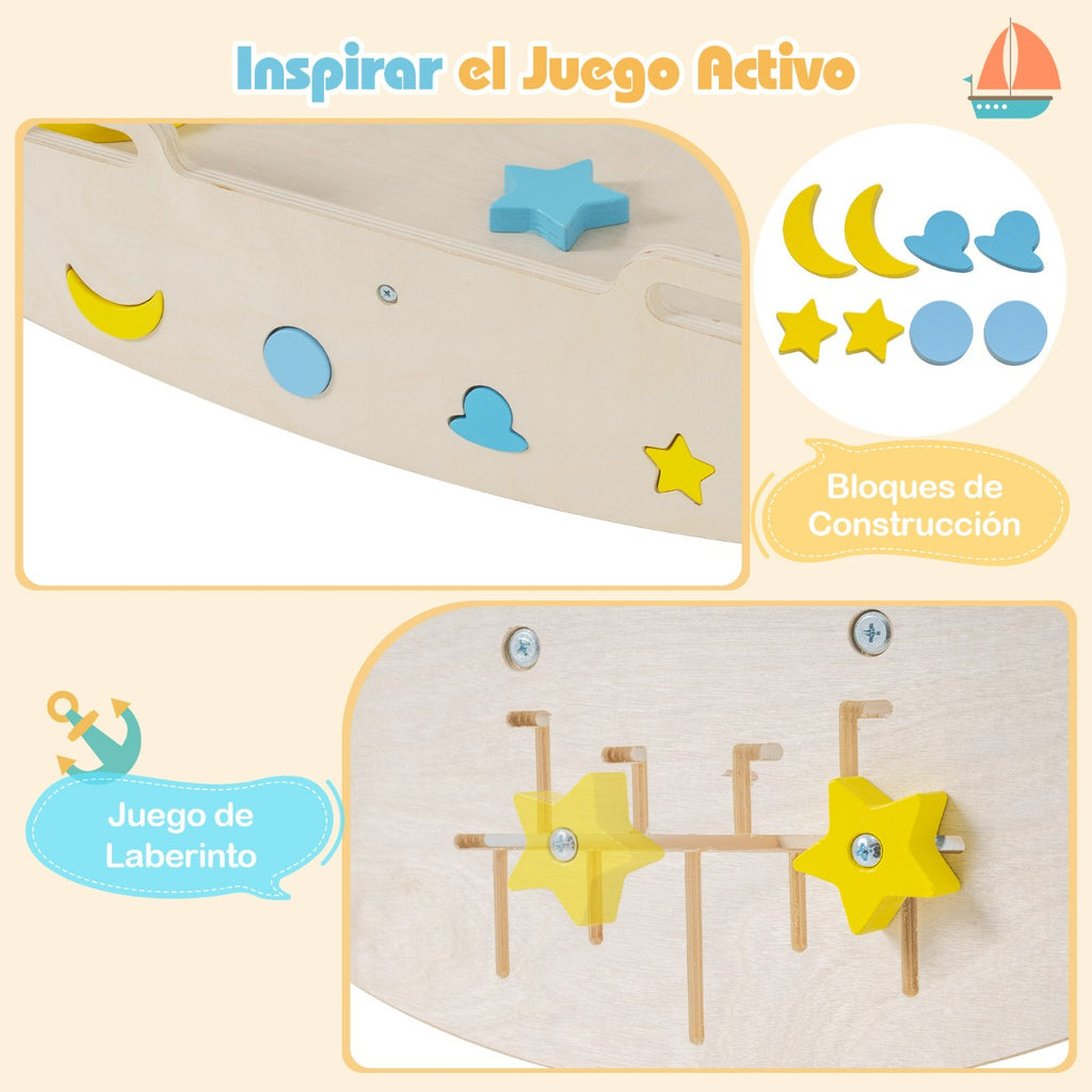 Conjunto Triangular 8 em 1 Brinquedos de Escalada para Bebés com Rampa Escada e Arco Montessori em Madeira — foto 6
