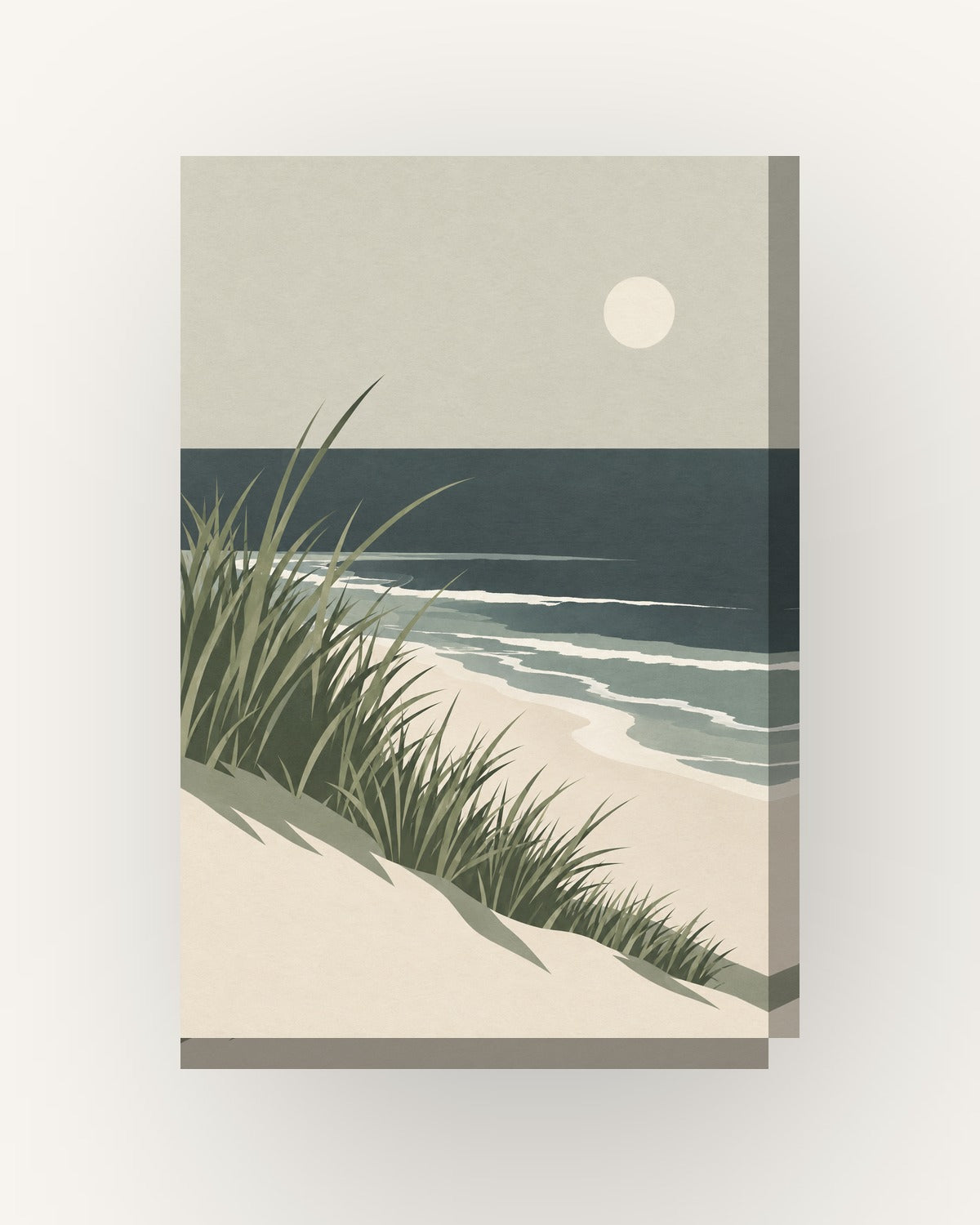 Duna e mar · Minimalista · Quadro de costa e oceano — acabamento:slim