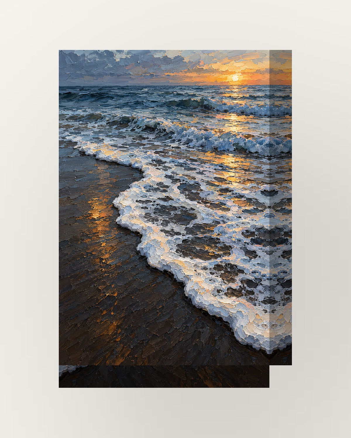 Espuma · Pintura a óleo · Quadro de costa e oceano — acabamento:thick