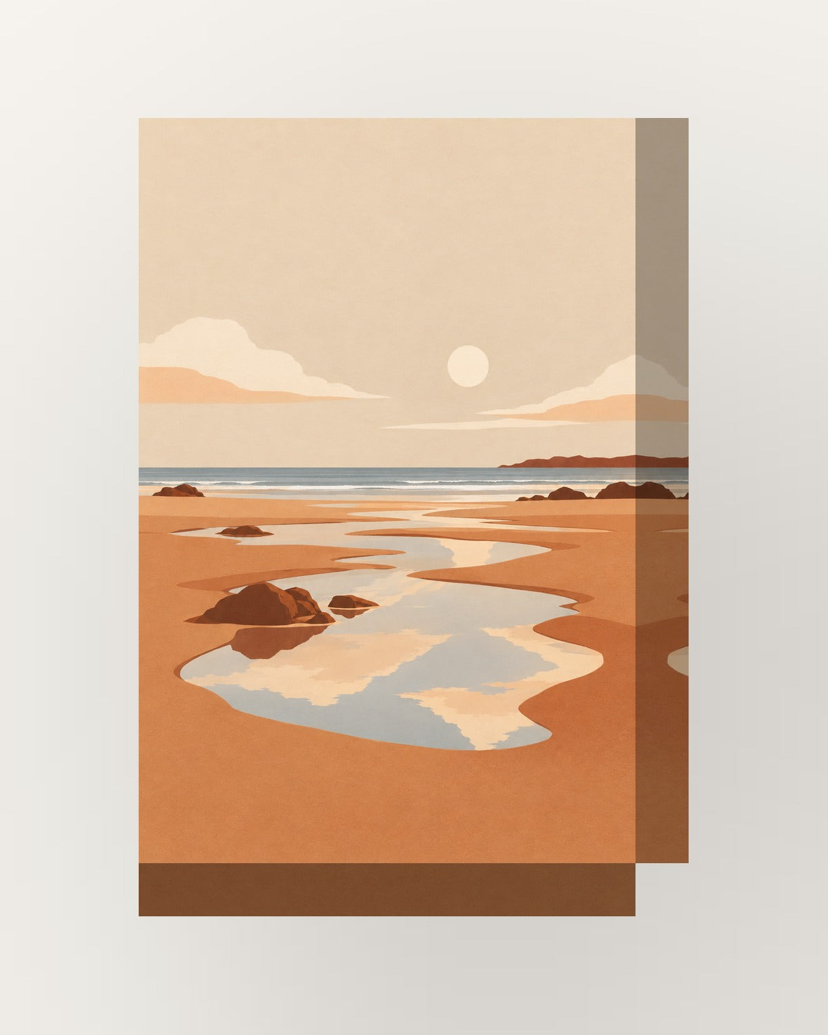 Maré baixa · Minimalista · Quadro de costa e oceano — acabamento:thick