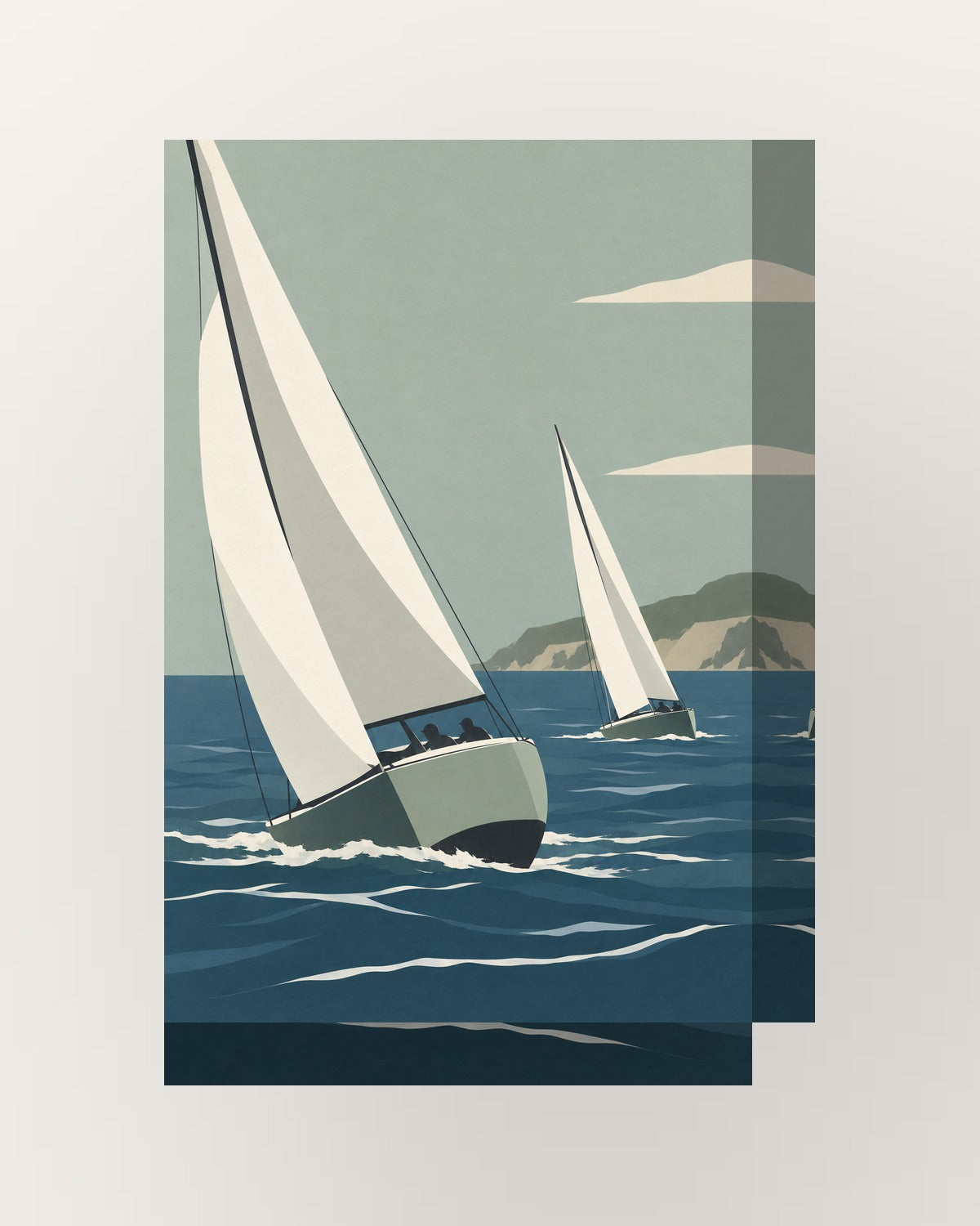 Regata · Minimalista · Quadro de costa e oceano — acabamento:thick