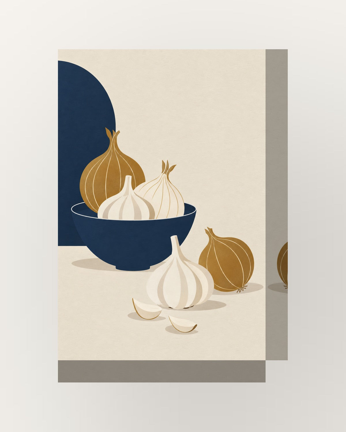 Alhos e cebolas · Minimalista · Quadro para cozinha — acabamento:thick