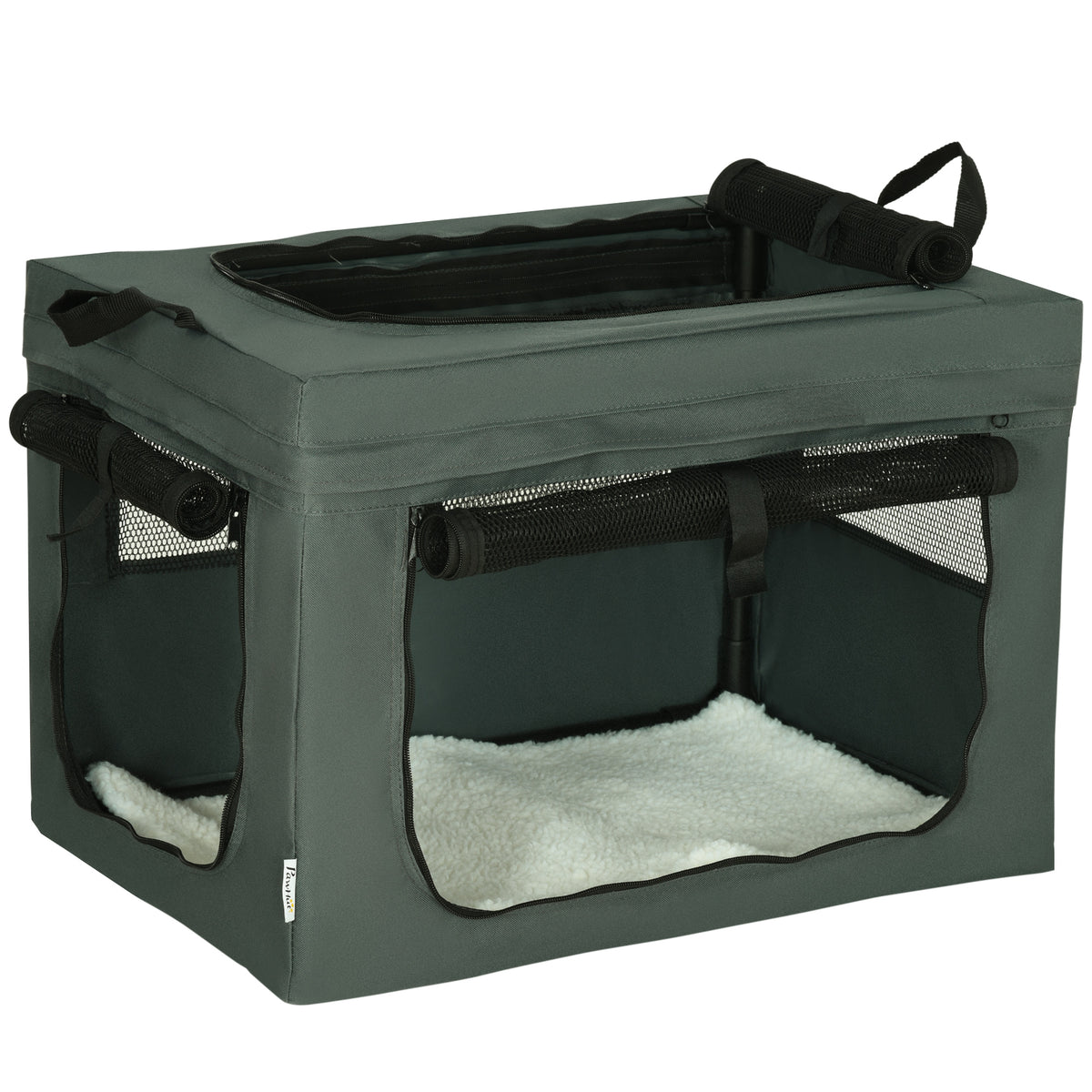 Mochila de Transporte Dobrável para Animais de Estimação com Alças Tecido de Malha 60x42x42 cm Cinza Preto — foto 1