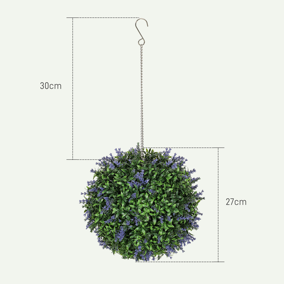 Conjunto de 2 bolas topiárias artificiais, plantas decorativas artificiais resistentes aos UV, Ø 27 cm, violeta e verde — foto 2