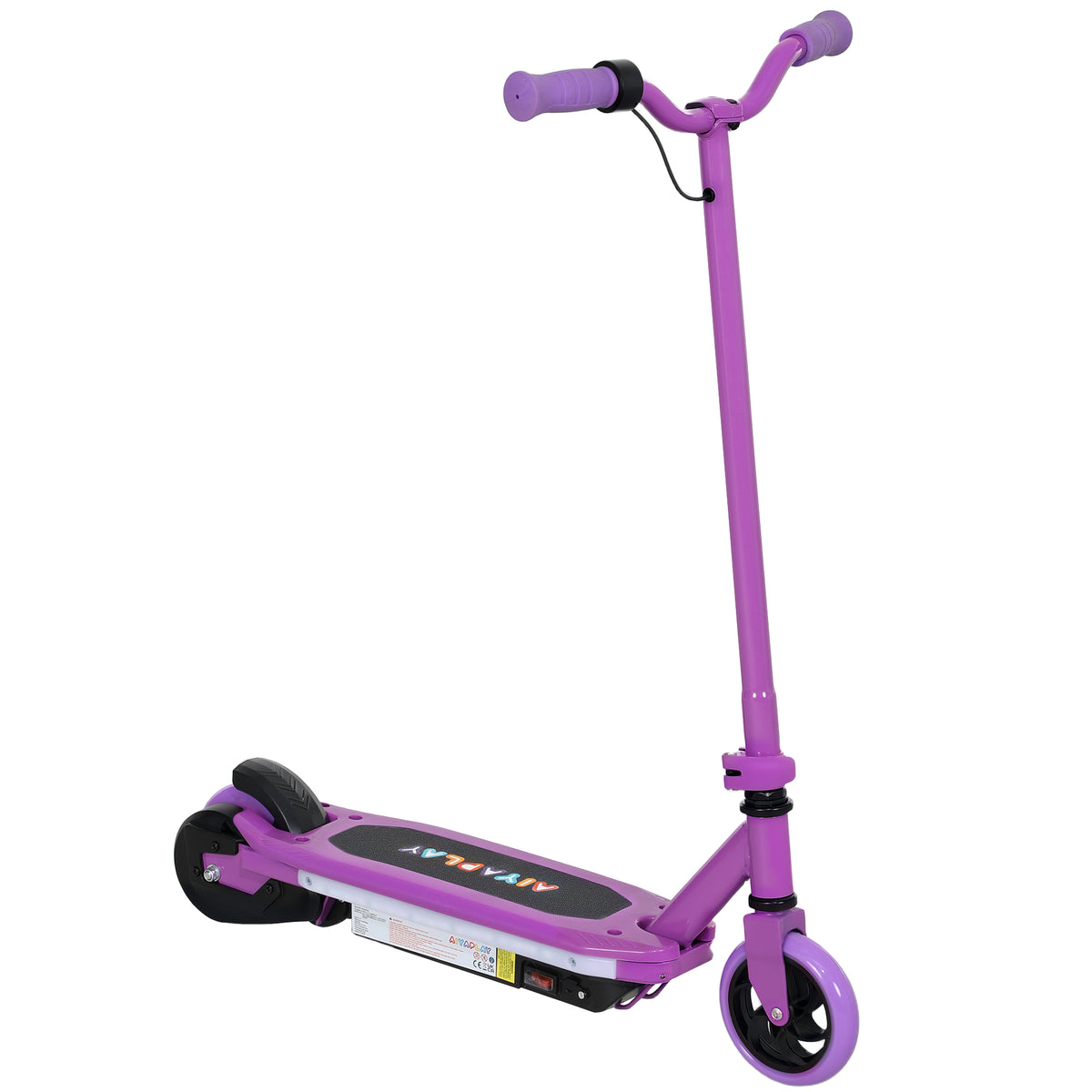 Trotinete Elétrica para Crianças 6-14 Anos 10 Km/h LEDs e Travão Elétrico Roxo — foto 1