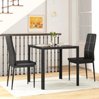 Conjunto Mesa de Jantar e Cadeiras para 2 Pessoas Tampo Retangular de Vidro para Cozinha Sala de Estar Casa Preto — imagem 3
