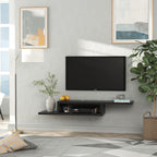 movel flutuante de TV para televisão de até 60 polegadas com 2 prateleiras de madeira 152,4x29,8x21 cm Preto — foto 6
