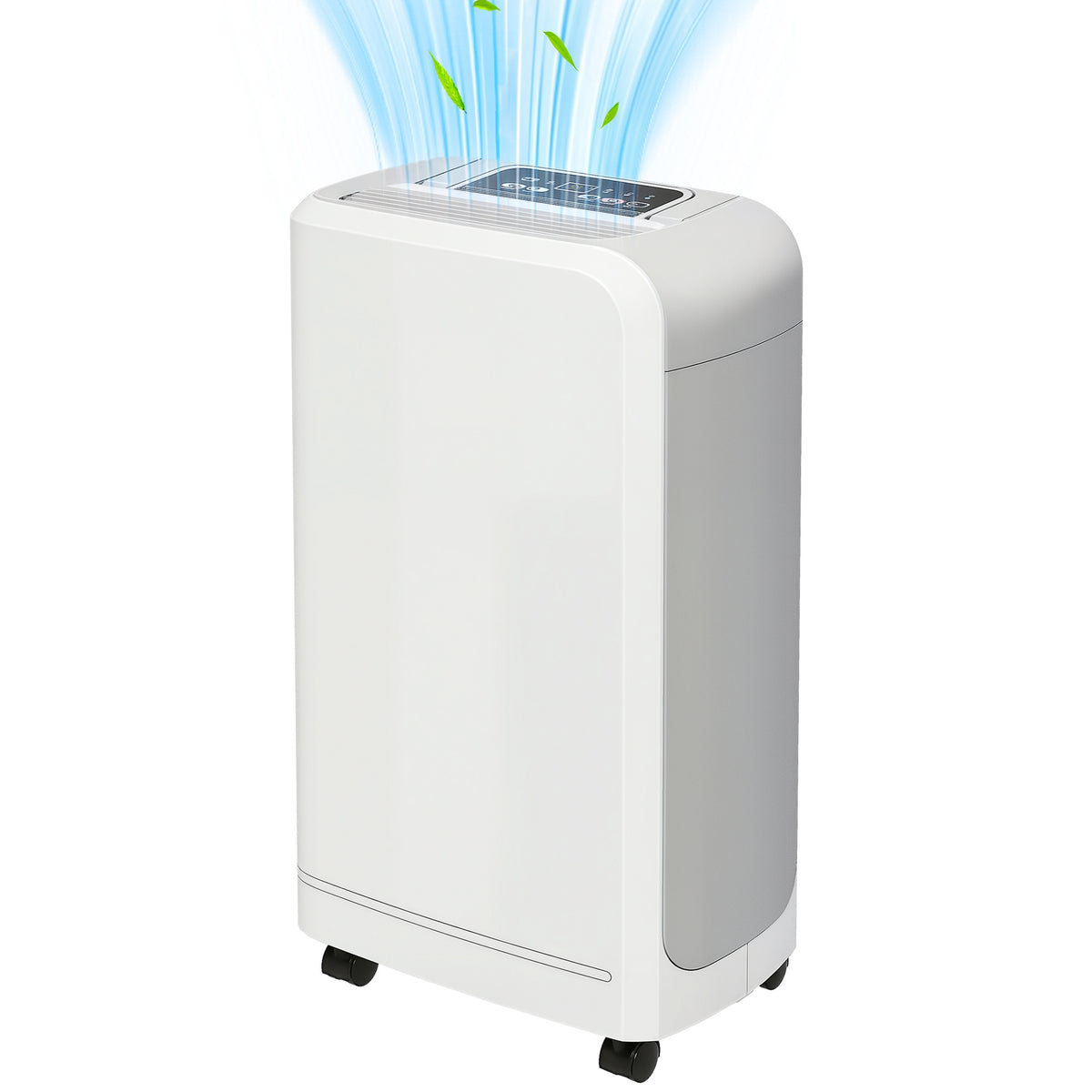 Desumidificador Elétrico 12L/dia Silencioso até 13-18m² com Rodas Temporizador de 24 Horas Ecrã Digital de Humidade e Pega para Quarto Branco — foto 1