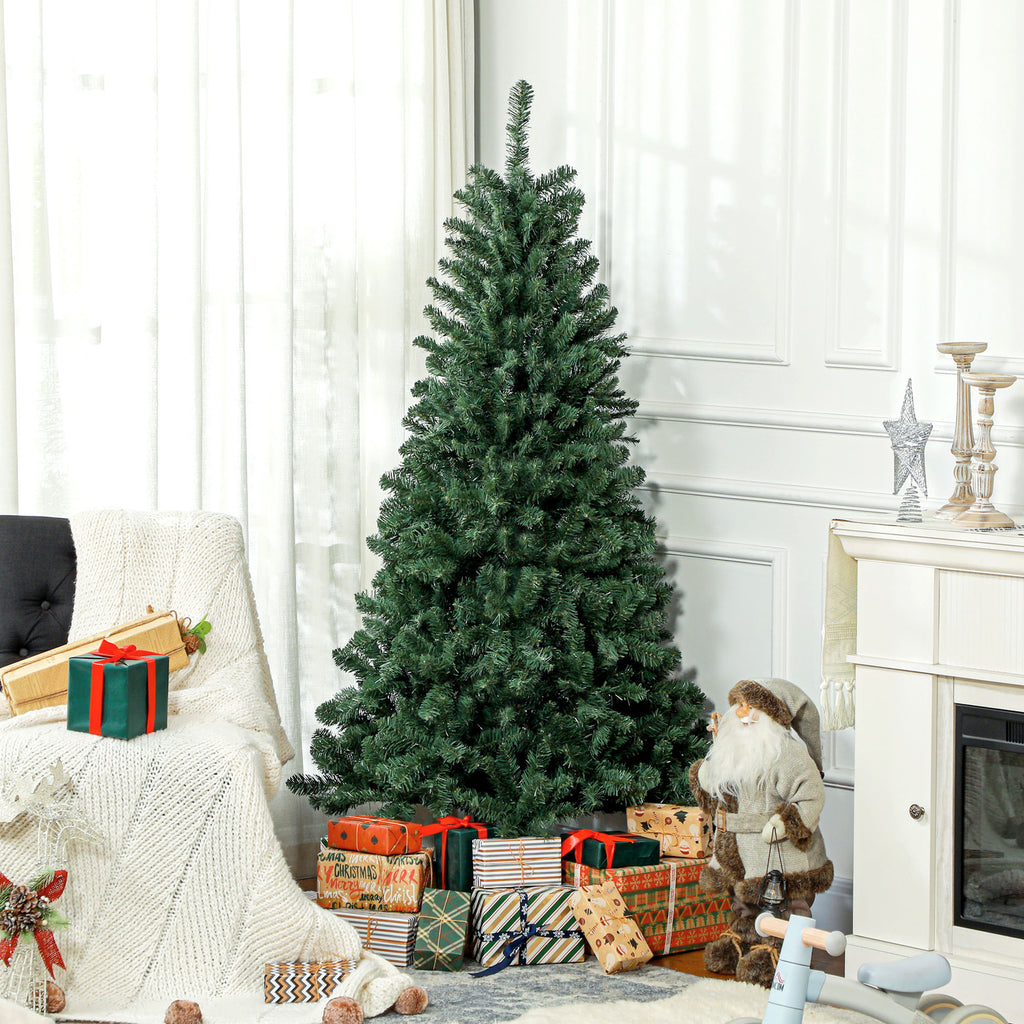 Árvore de Natal 180 cm Árvore de Natal Artificial com 760 Ramos de Arame de Memória e Base Recolhível Árvore de Natal para Sala Verde — foto 2