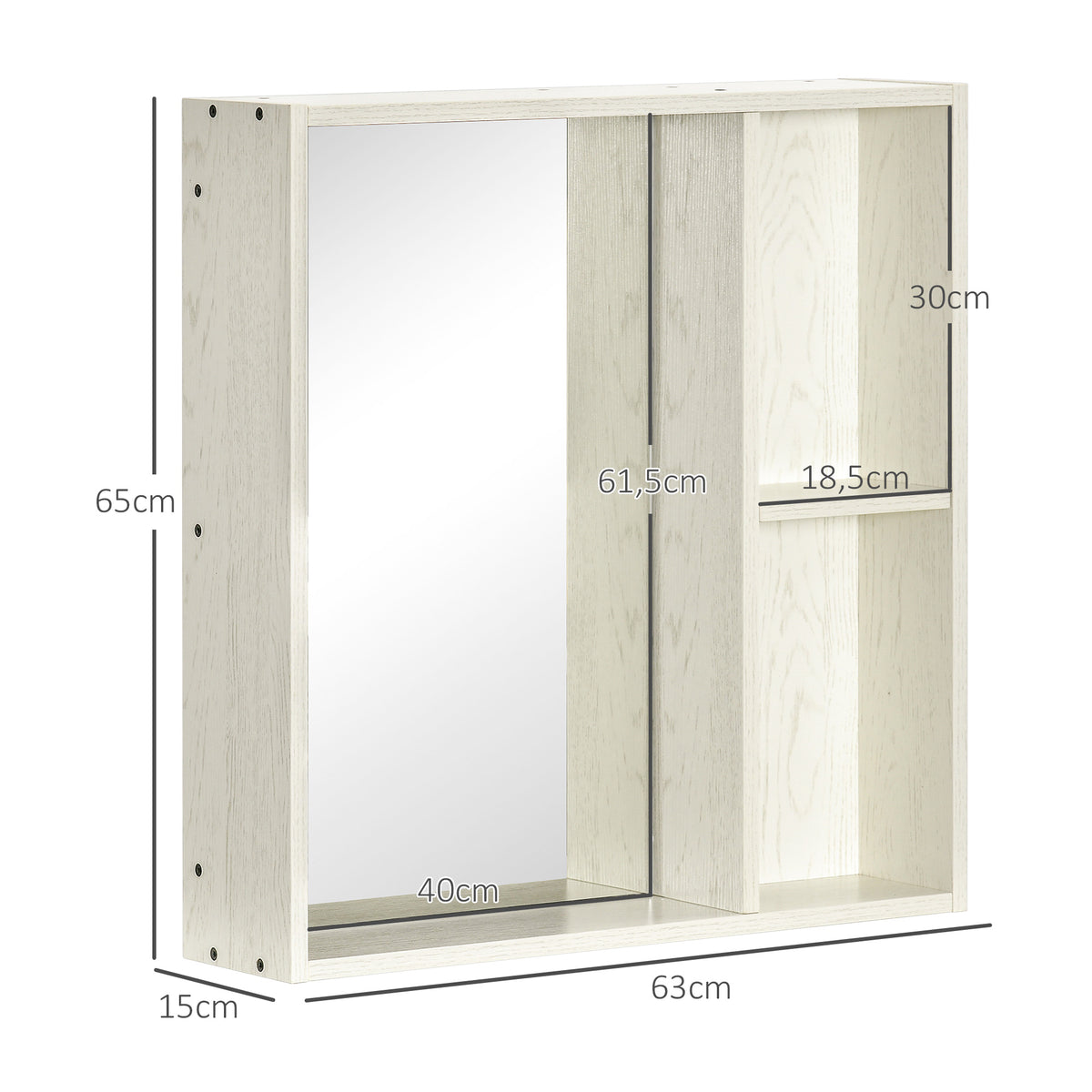 Armário de Casa de Banho com Espelho Armário com Espelho para Casa de Banho Móvel para Casa de Banho Estilo Moderno 63x15x65 cm Branco — foto 3