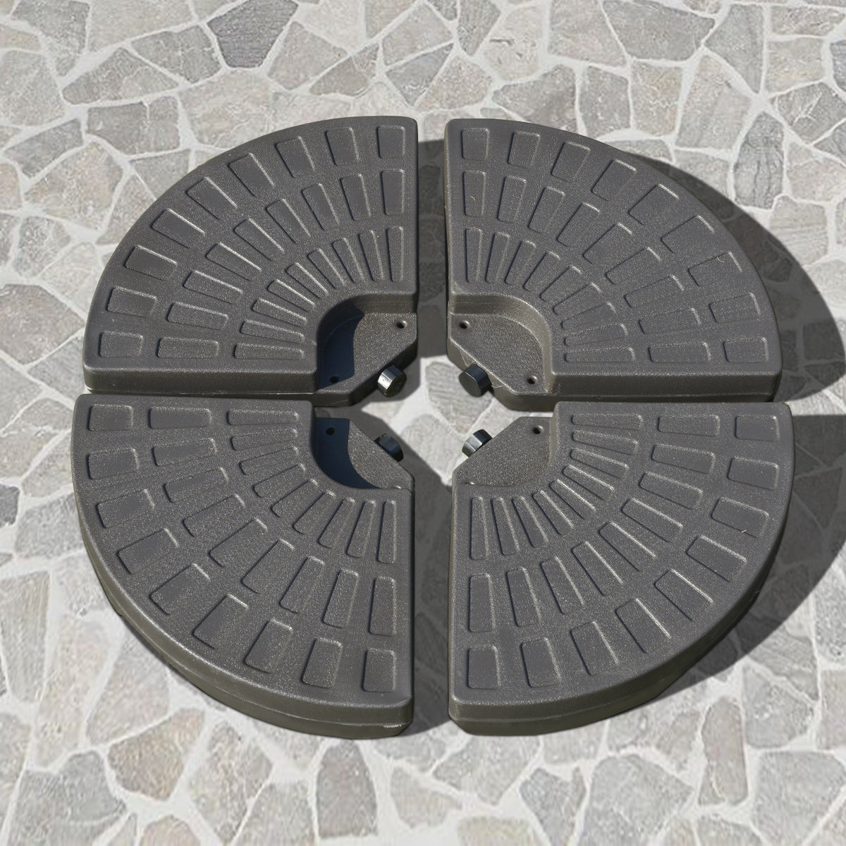 Base para Chapéu de Sol em 4 Partes Recarregável com Areia ou Água Desmontável para Jardim Pátio Ar Livre 100x100x10,5cm Marrom — foto 2