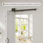 Porta de Correr com Acessórios Porta de Correr Dobrável com Acabamento Elegante Puxador Montagem Fácil para Casa de Banho Sala de Estar Cozinha 90x210 cm Branco — foto 5