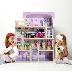 Casa de Bonecas com Móveis e 4 Andares Casa de Bonecas com 13 Acessórios Brinquedo de Imitação 60,5x30x80,5cm Rosa — foto 2