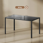 Mesa de Refeição de Vidro Mesa Retangular para 6 Pessoas com Pés de Metal Multifuncional para Cozinha ou Sala 140x80x75 cm Preto — foto 3