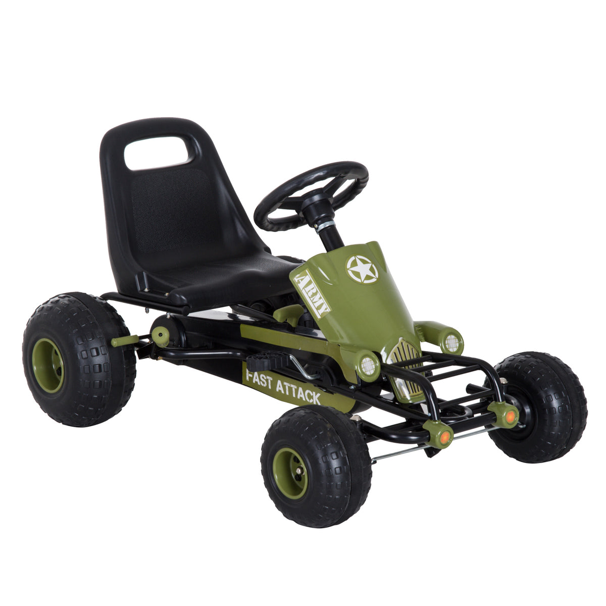 Kart a Pedais com Assento Ajustável Embreagem Travão de Mão para Crianças de 3-6 Anos Carga Máxima 35 kg 99x65x56 cm Verde e Preto — foto 1