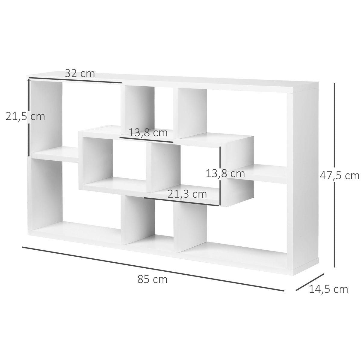 Decorativa Prateleira Conjunto de 8 Prateleiras Prateleiras de Livros Prateleiras Flutuantes Cubos Modernos 85x14.5x47.5 cm de carga 20 kg De Madeira — foto 3