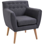Poltrona de Sala de Estar Poltrona para Dormitório com Apoio para os Braços e Pés de Madeira Sofá Individual Carga 125 kg para Escritório Sala de Estar 68x58,5x76 cm Cinza Escuro — foto 1
