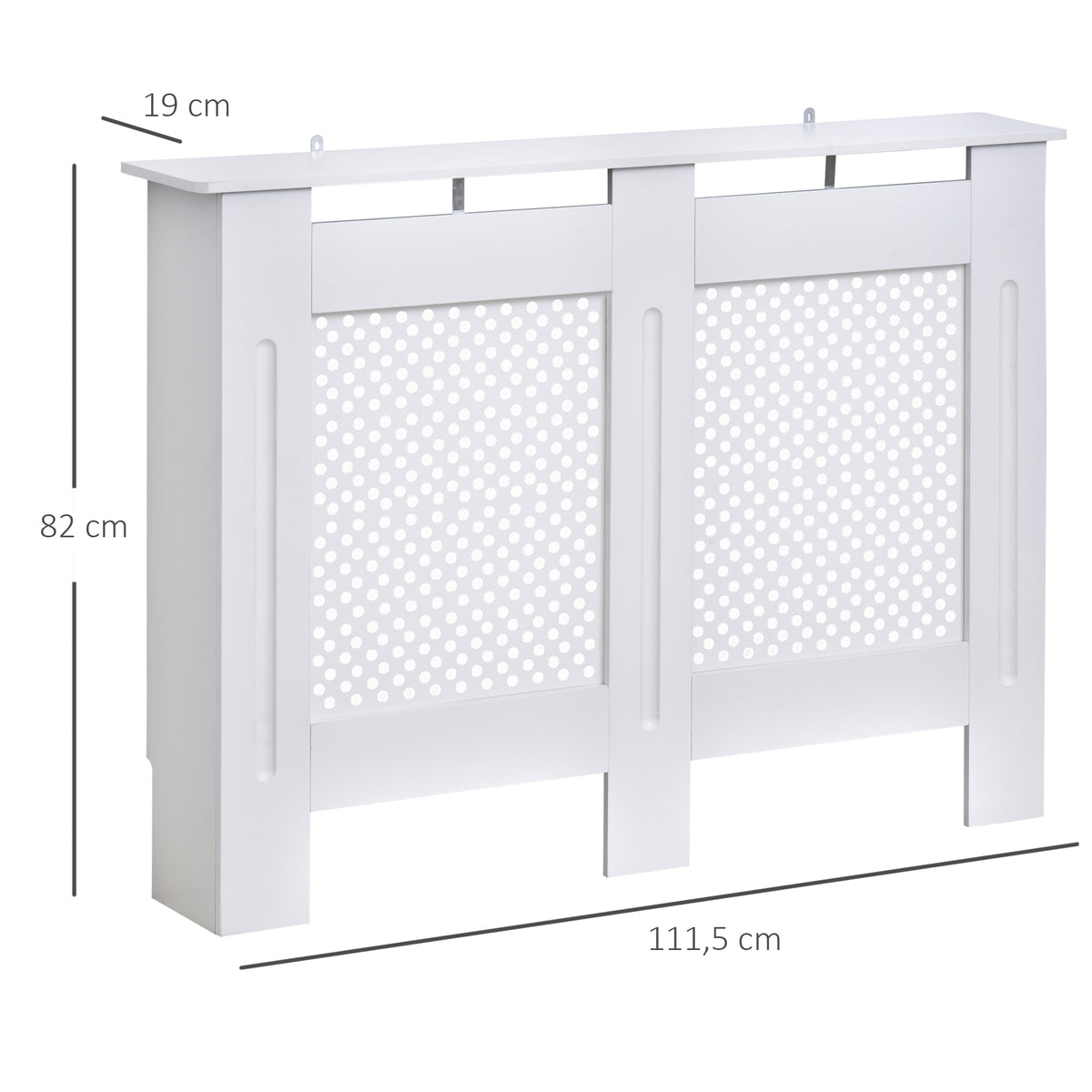 Cobertura de Radiador de MDF Cobertura para Radiador com Prateleira Estilo Moderno 111,5x82x19 cm Branco — foto 3