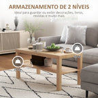 Mesa de Centro Moderna Mesa Auxiliar com Prateleira para Sala de Estar Escritório Capacidade de Carga: 50 kg 90x45x44,5 cm Madeira — foto 5