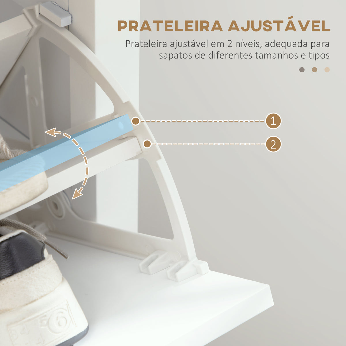 Sapateira Estreita com 2 Portas Sapateira para Entrada com Prateleiras Ajustáveis e Compartimento Aberto para 10 Pares de Sapatos 58x24x105 cm Branco — foto 5