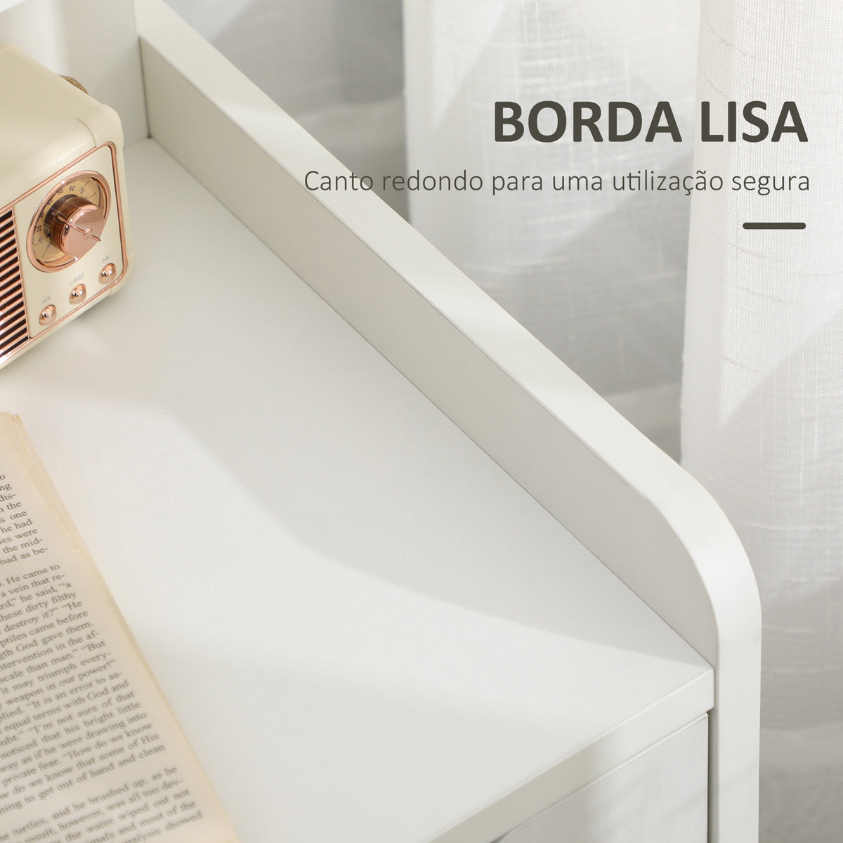 Mesa de Cabeceira Moderna Mesa de Cabeceira com 2 Gavetas e 3 Compartimentos de Armazenamento para Sala de Estar Quarto Carga 30 kg 40x30x60 cm Branco — foto 4