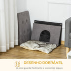 Caverna para Gatos 2 em 1 Banco para Apoio dos Pés com Tampa Removível Orifício de Entrada Almofada Lavável e Pés Elevados de Madeira para Interior 60x45x44,5cm Cinza — foto 6