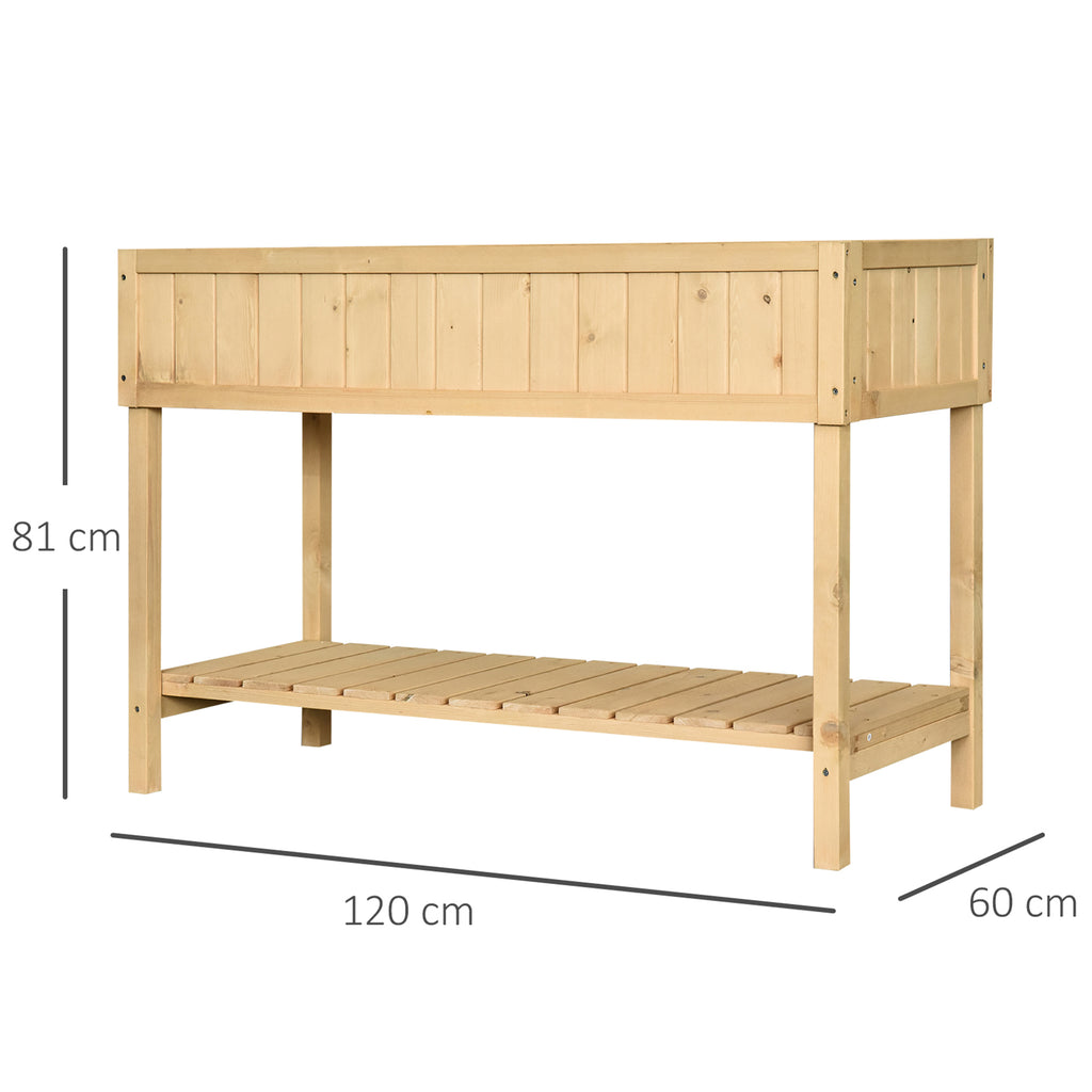 Horta Vertical de Madeira 120x60x81cm Floreira Elevada para Cultivo de Plantas Flores com Prateleira Inferior para Jardim Terraço Exterior — foto 3
